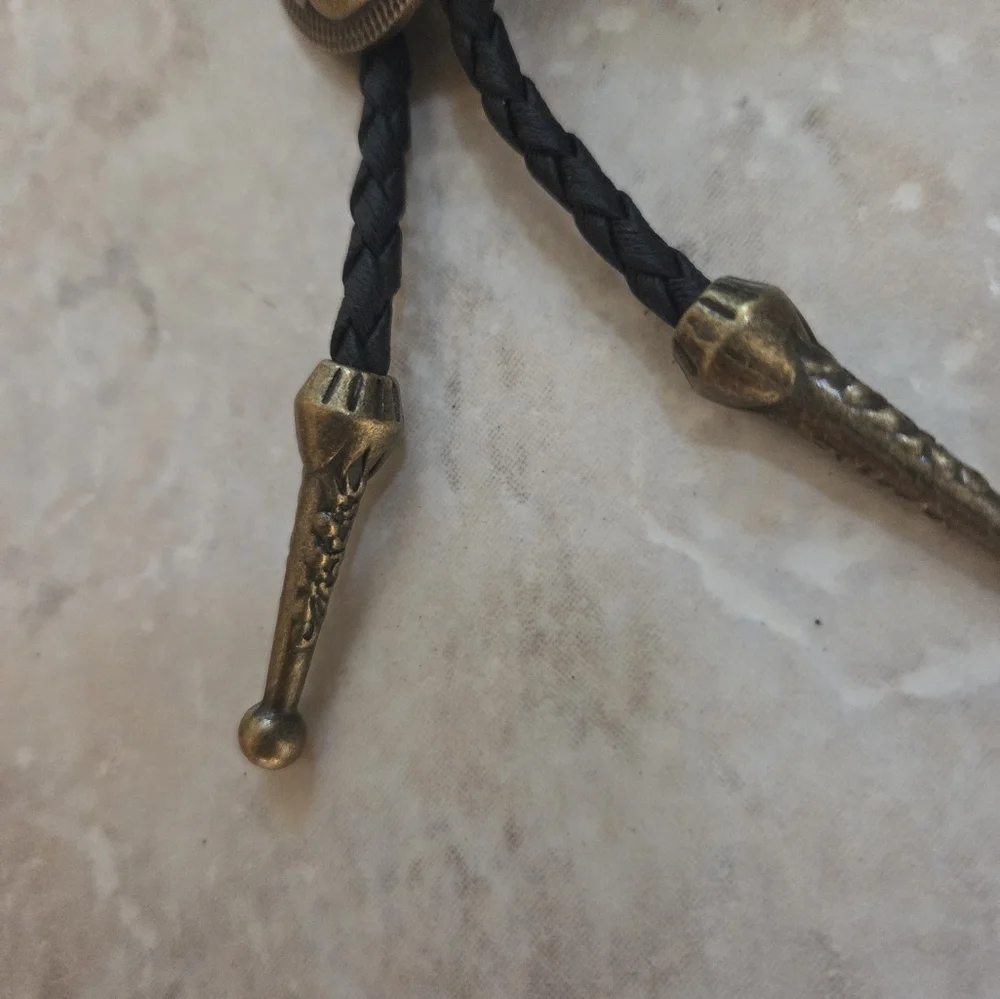 Western Black and Brass Color Bolo Tie Rodeo Wedding Party Cowboy Artsy Boho